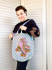 Canvas Panel Cherry Picking Bag - Rollschuhe + Dackel