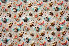 Baumwoll Popeline Digital Bee and Butterfly