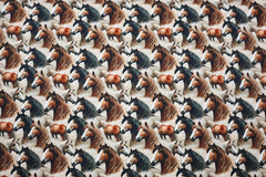 Baumwoll Popeline Digital Pferdeliebe