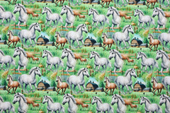 Baumwoll Popeline Digital Running Horses