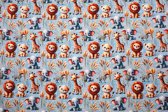 Baumwoll Popeline Digital Safari Animals