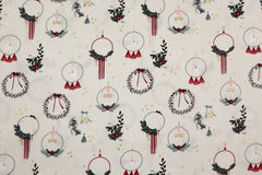 Baumwollstoff X-Mas Kränze - natur