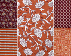 Baumwollstoff Enjoy Collection - weinrot/cognac