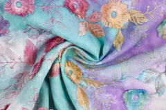 Baumwoll Blumenstickerei Tie Dye Poppy