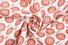 Baumwoll Popeline Retro Geometric Flowers