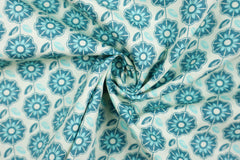 Baumwoll Popeline Retro Geometric Flowers