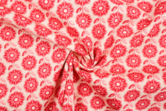 Baumwoll Popeline Retro Geometric Flowers