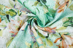 Baumwoll Voile Lochstickerei Aquarell Flower