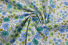 Baumwollstoff Blumenwiese - blau/grün