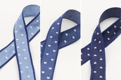 Baumwollband Jeansoptik Herzen