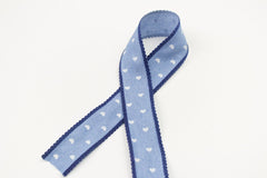 Baumwollband Jeansoptik Herzen