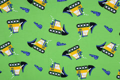 Reststück: 1,50 Meter Baumwolljersey Bulldozer grün