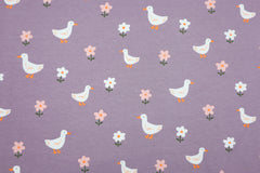 Baumwolljersey Ducks and Flowers GOTS