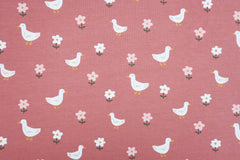 Baumwolljersey Ducks and Flowers GOTS