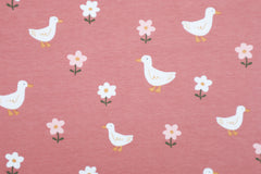 Baumwolljersey Ducks and Flowers GOTS