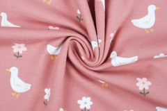 Baumwolljersey Ducks and Flowers GOTS