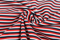 Baumwolljersey Parade Streifen - rot/dunkelblau/weiß