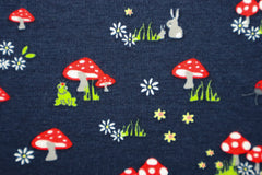 Baumwolljersey Fliegenpilze - dunkelblau