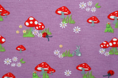 Baumwolljersey Fliegenpilze - helllila