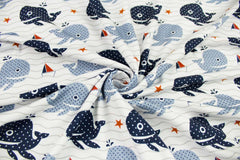 Baumwolljersey Happy Whale Fräulein von Julie 1005