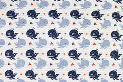 Baumwolljersey Happy Whale Fräulein von Julie 1005