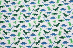 Reststück: 1,50 Baumwolljersey-Meine-Dinowelt-blau-gruen