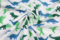 Reststück: 1,50 Baumwolljersey-Meine-Dinowelt-blau-gruen