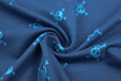 Baumwolljersey Totenköpfe - dunkelblau