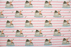 Reststück: 1,00 m Jersey Wilko Walross Streifenmuster rosa