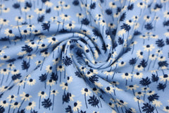 Baumwolljersey Blumenwiese - hellblau