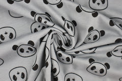 Baumwolljersey Cute Panda - grau