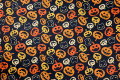 Baumwollstoff Black Cats Pumpkin