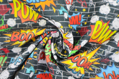 Baumwollstoff Comic Sprüche