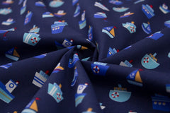 Baumwollstoff Ein Tag am Meer Boote