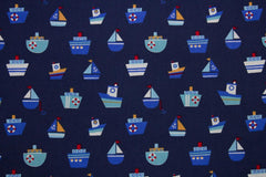 Baumwollstoff Ein Tag am Meer Boote