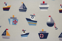 Baumwollstoff Ein Tag am Meer Boote