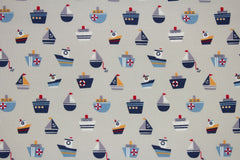 Baumwollstoff Ein Tag am Meer Boote