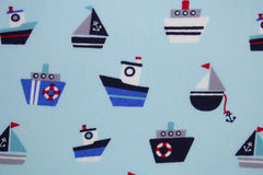 Baumwollstoff Ein Tag am Meer Boote