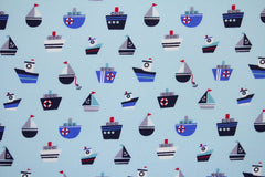 Baumwollstoff Ein Tag am Meer Boote