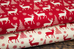 Baumwollstoff Rentiere im Zauberwald