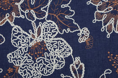 Bestickter Jeansstoff Denim Flora