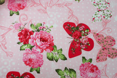 Reststück: 1,50m Baumwollstoff Big Butterfly & Flowers rosa