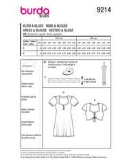 Schnittmuster burda kids - Kleid & Bluse 9214