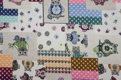 Gobelin Dekostoff Patchwork Owls