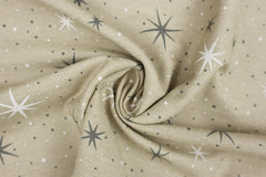 Reststück: 1,50 m -Dekostoff Xmas Sparkling Stars beige