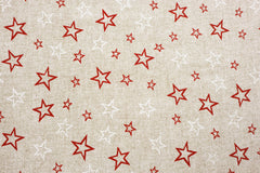 Reststück: 1,50 m -Dekostoff Sterne rot-weiss