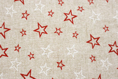 Reststück: 1,50 m -Dekostoff Sterne rot-weiss