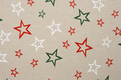 Reststück: 1,50 m -Dekostoff Sterne rot grün weiss