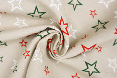 Reststück: 1,50 m -Dekostoff Sterne rot grün weiss