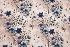 Double Gauze Musselin Digital Blue Wildflower